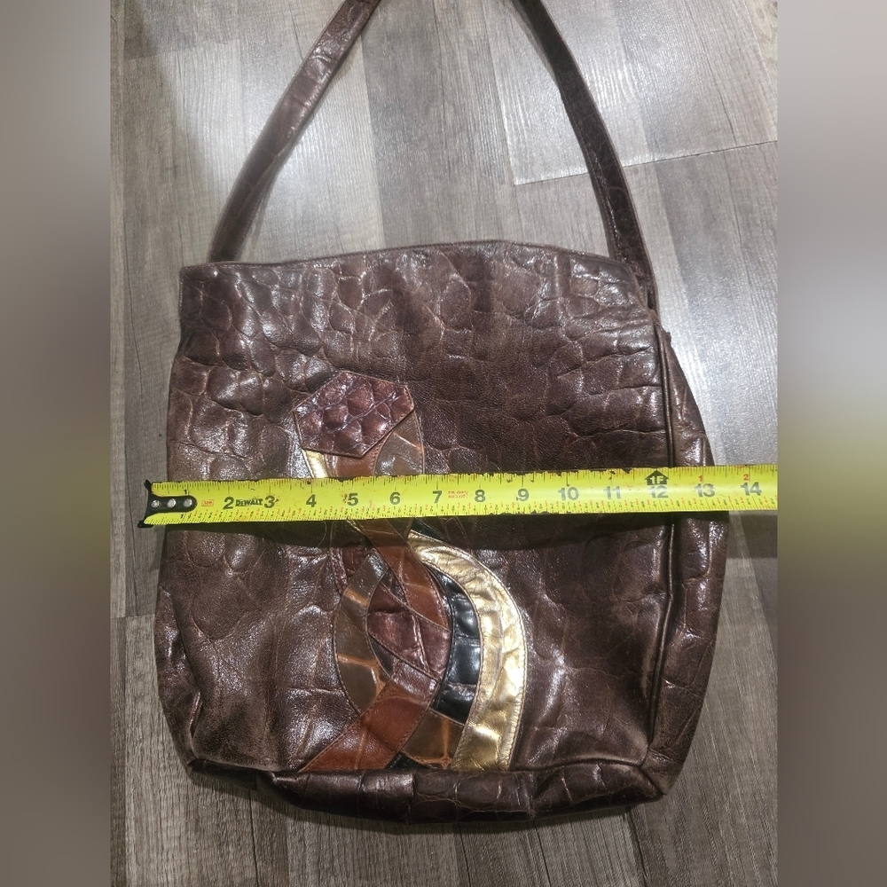 Boho Croc Embossed Patchwork Laptop Bag Casual Br… - image 4